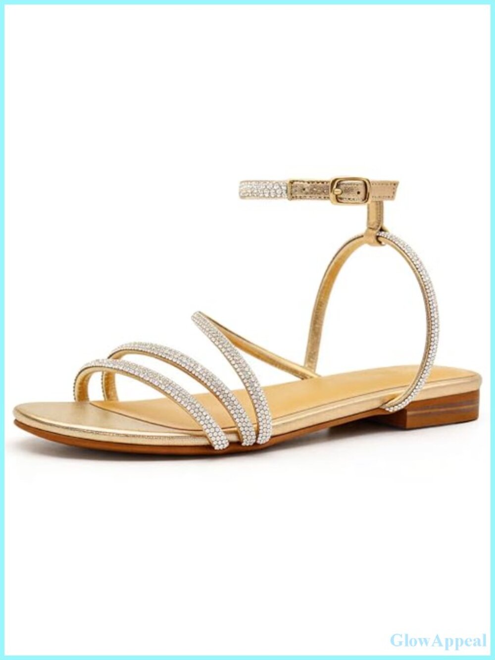 CosyFever Women's Dressy Flat Sandals Rhinestone Wedding Guest Shoes